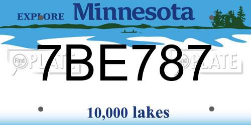 7BE787 Minnesota License Plate