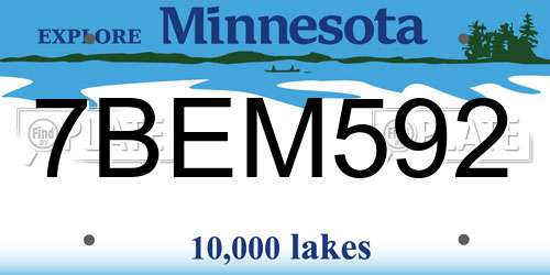 7BEM592 Minnesota License Plate