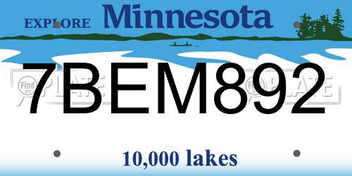 7BEM892 Minnesota License Plate