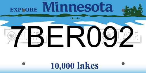 7BER092 Minnesota License Plate