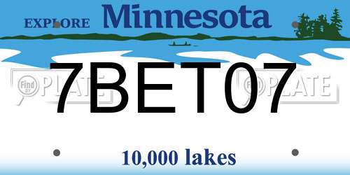 7BET07 Minnesota License Plate