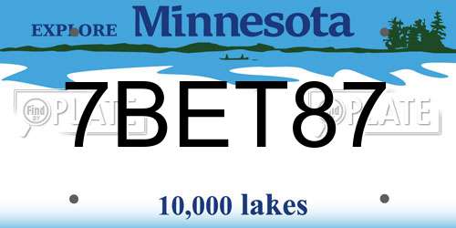 7BET87 Minnesota License Plate