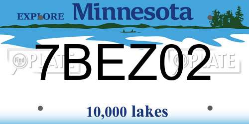 7BEZ02 Minnesota License Plate