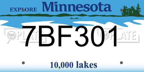 7BF301 Minnesota License Plate
