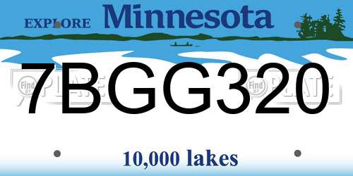 7BGG320 Minnesota License Plate