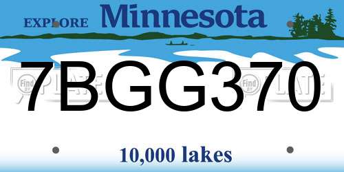 7BGG370 Minnesota License Plate