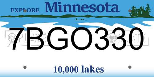 7BGO330 Minnesota License Plate