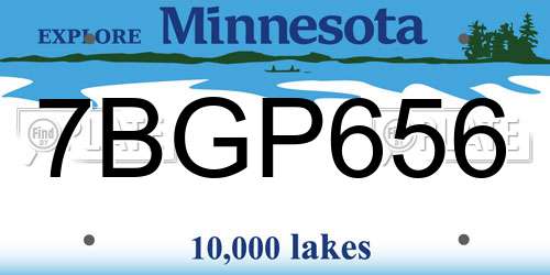 7BGP656 Minnesota License Plate