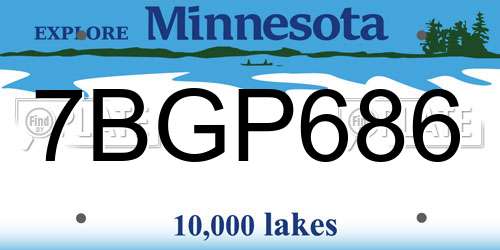 7BGP686 Minnesota License Plate