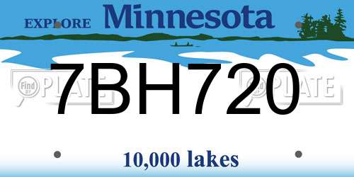 7BH720 Minnesota License Plate