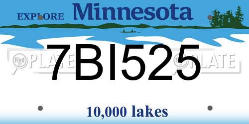 7BI525 Minnesota License Plate