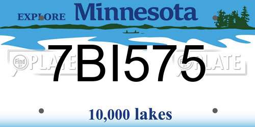 7BI575 Minnesota License Plate
