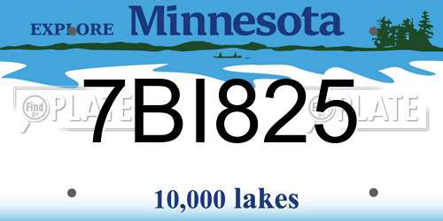 7BI825 Minnesota License Plate