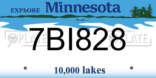 7BI828 Minnesota License Plate