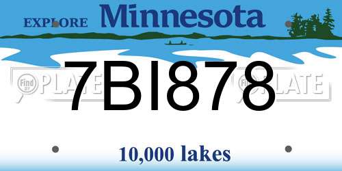 7BI878 Minnesota License Plate