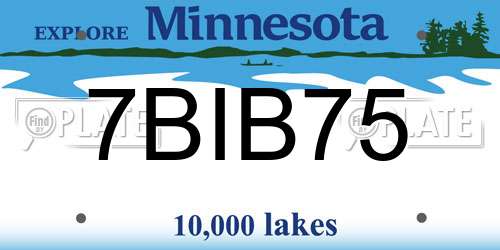 7BIB75 Minnesota License Plate