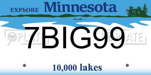 7BIG99 Minnesota License Plate