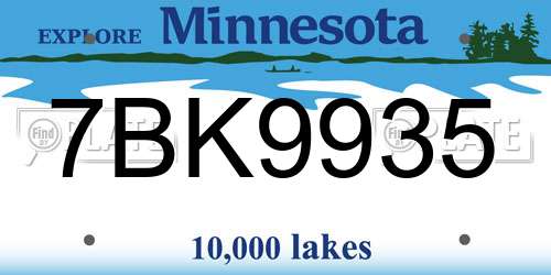 7BK9935 Minnesota License Plate