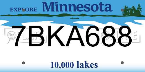 7BKA688 Minnesota License Plate