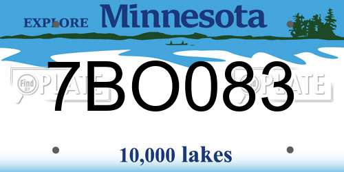 7BO083 Minnesota License Plate