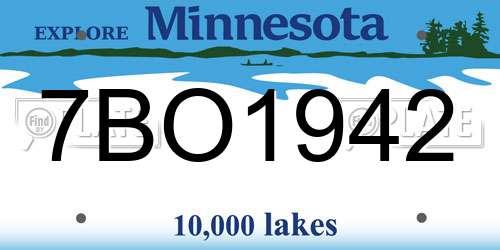 7BO1942 Minnesota License Plate