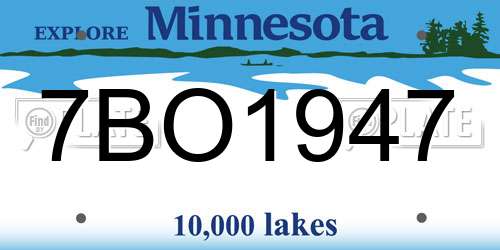 7BO1947 Minnesota License Plate