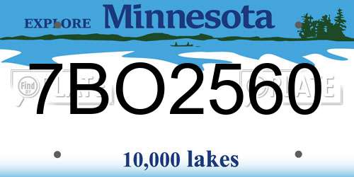 7BO2560 Minnesota License Plate