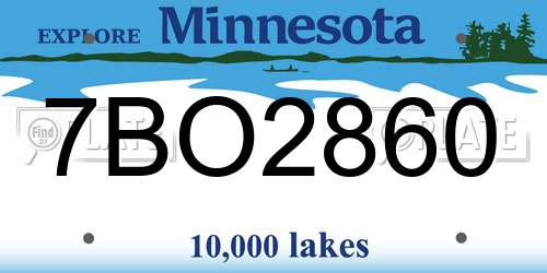 7BO2860 Minnesota License Plate