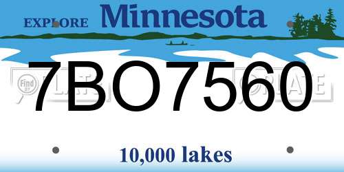 7BO7560 Minnesota License Plate