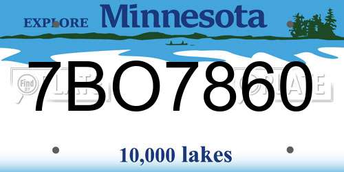 7BO7860 Minnesota License Plate
