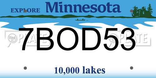 7BOD53 Minnesota License Plate