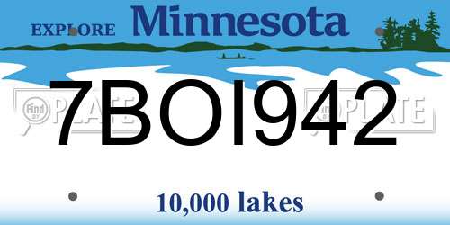 7BOI942 Minnesota License Plate