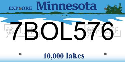 7BOL576 Minnesota License Plate