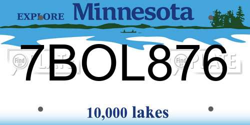7BOL876 Minnesota License Plate