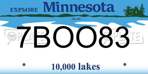 7BOO83 Minnesota License Plate