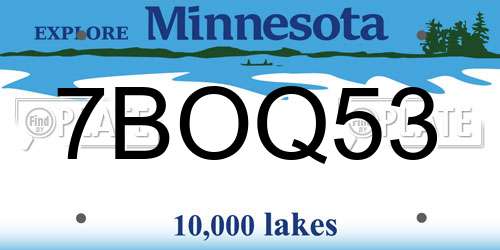 7BOQ53 Minnesota License Plate