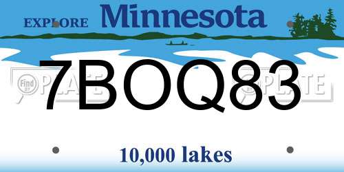 7BOQ83 Minnesota License Plate