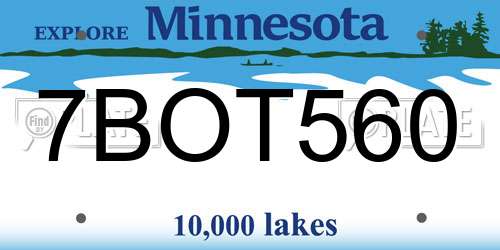 7BOT560 Minnesota License Plate