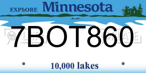 7BOT860 Minnesota License Plate
