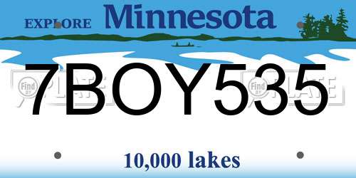 7BOY535 Minnesota License Plate