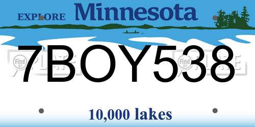 7BOY538 Minnesota License Plate