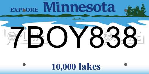 7BOY838 Minnesota License Plate