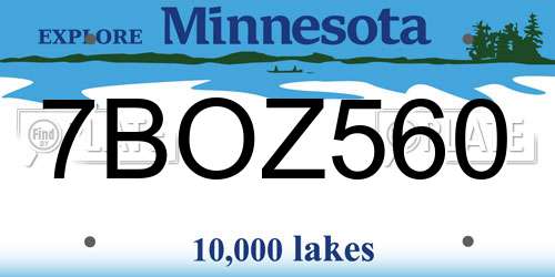 7BOZ560 Minnesota License Plate