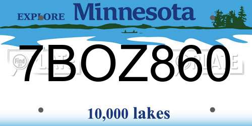 7BOZ860 Minnesota License Plate