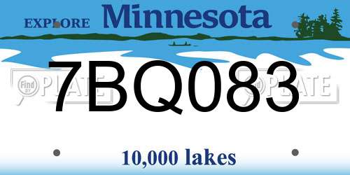 7BQ083 Minnesota License Plate