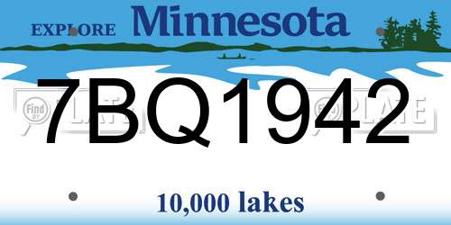 7BQ1942 Minnesota License Plate
