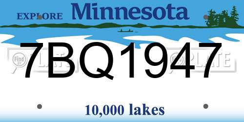 7BQ1947 Minnesota License Plate