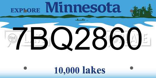 7BQ2860 Minnesota License Plate