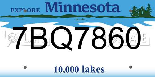 7BQ7860 Minnesota License Plate
