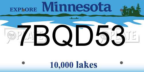7BQD53 Minnesota License Plate